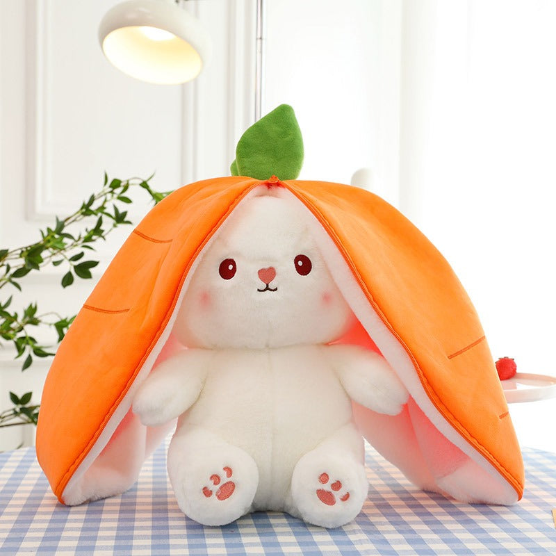 Peluche fruit transformable en lapin – Jouet doux et surprenant pour enfants