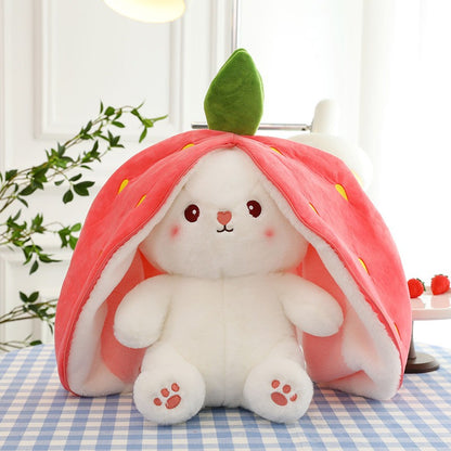 Peluche fruit transformable en lapin – Jouet doux et surprenant pour enfants