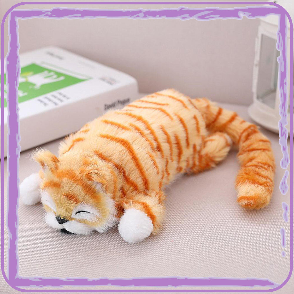Peluche interactive chat Ragdoll pour bébé, douce et réaliste avec effets sonores ou mouvements