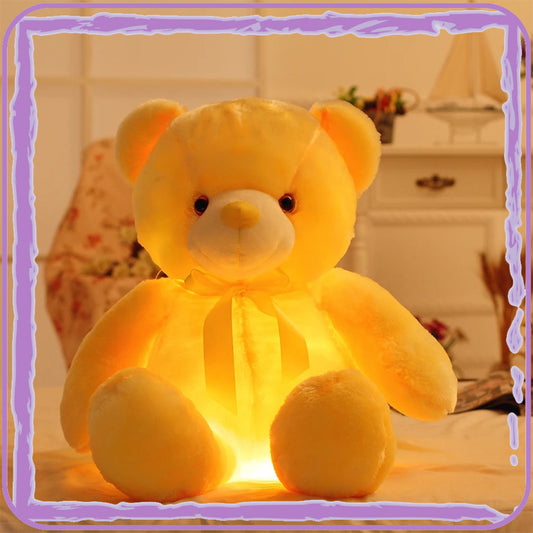 Ours en peluche lumineux pour bébé, avec LED colorées et matière toute douce