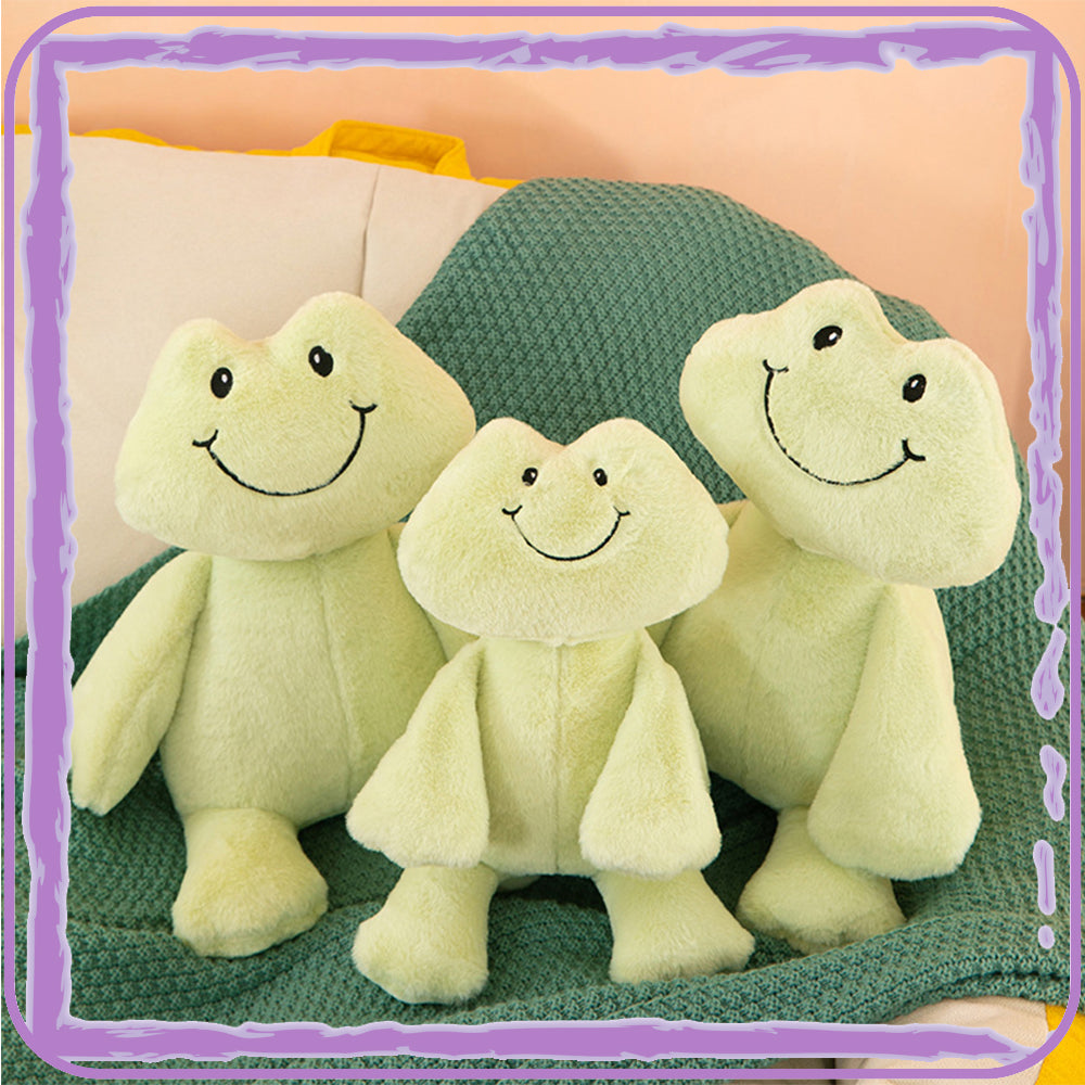Peluche grenouille souriante pour bébé, colorée et moelleuse pour les câlins